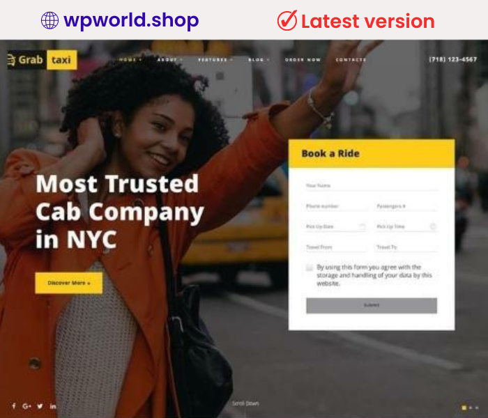 Grab Taxi | Online Cab Service WordPress Theme