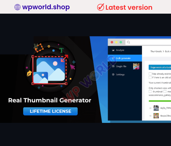 KWordPress Real Thumbnail Generator: Efficiently force regenerate thumbnails in bulk (or single)