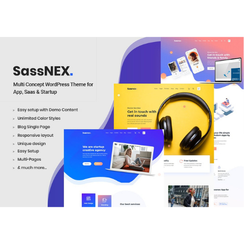 Sassnex – WordPress Theme for App, Saas & Startup