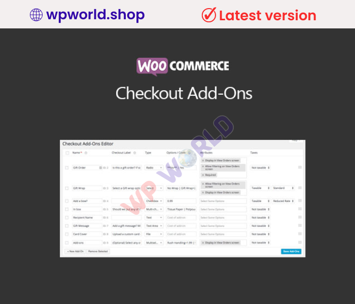 WooCommerce Checkout Add-Ons